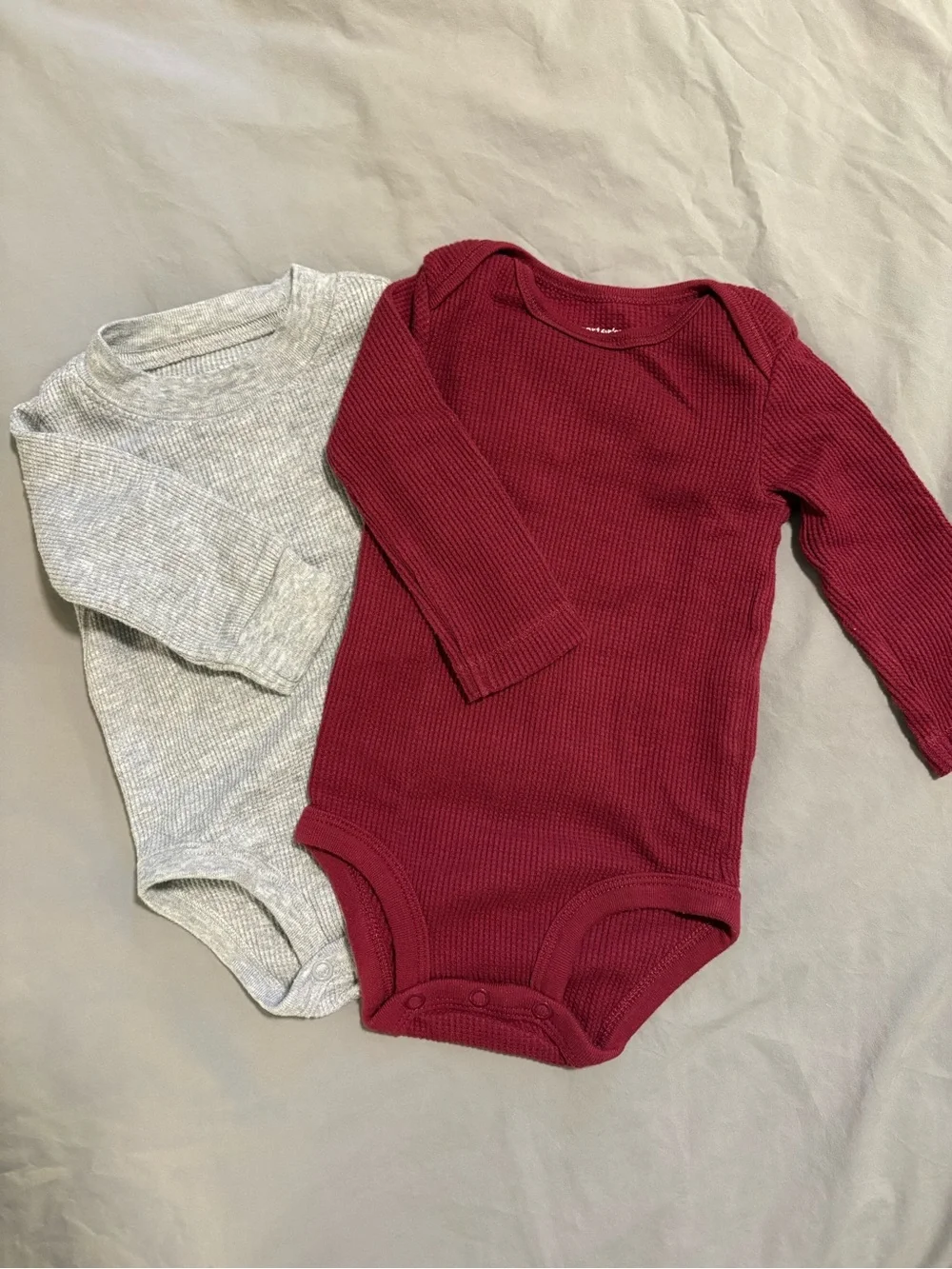 Carter's 6M Long Sleeve Onesie Bodysuit Bundle - Red, White, Blue & Grey
